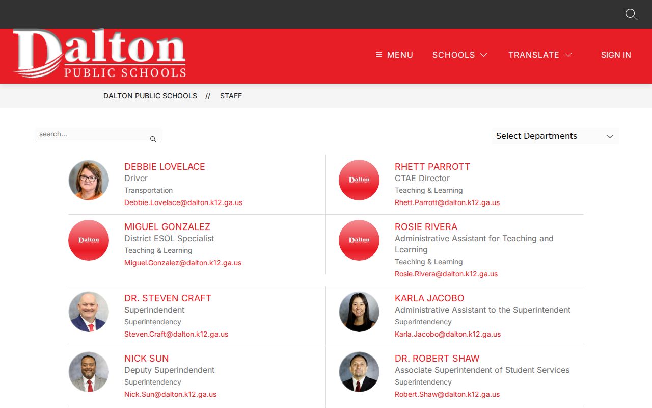 Dalton people directories search for Dalton Public Schools staff
